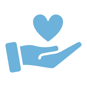 A hand simplistically drawn holding a heart in an emoji style.
